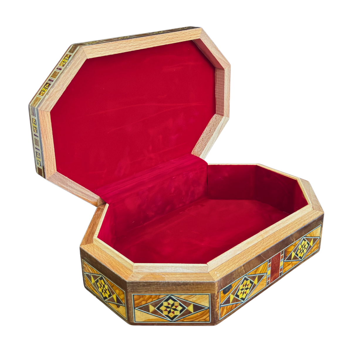 Angled view of the closed Artisan Mosaic Chest lid