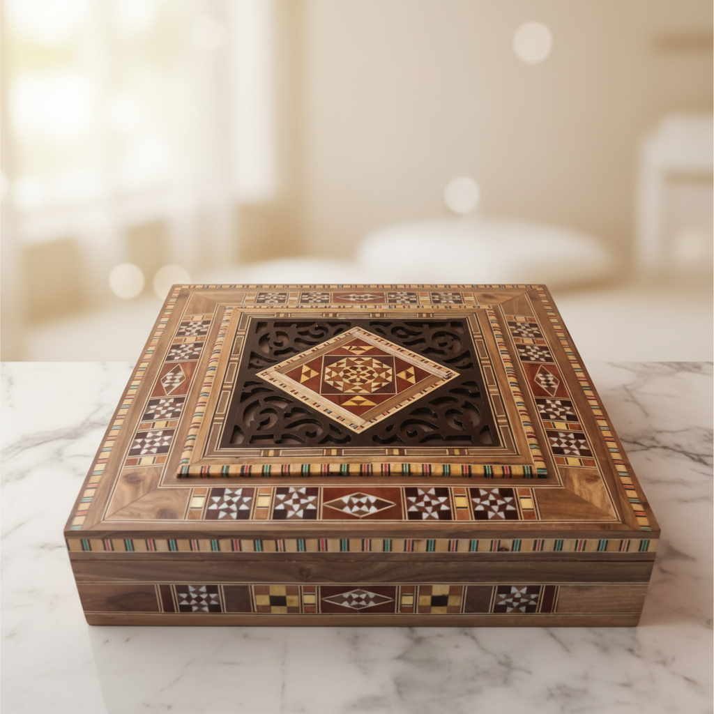 Baú Damasquino de Joias e Lembranças – Elegância em Veludo