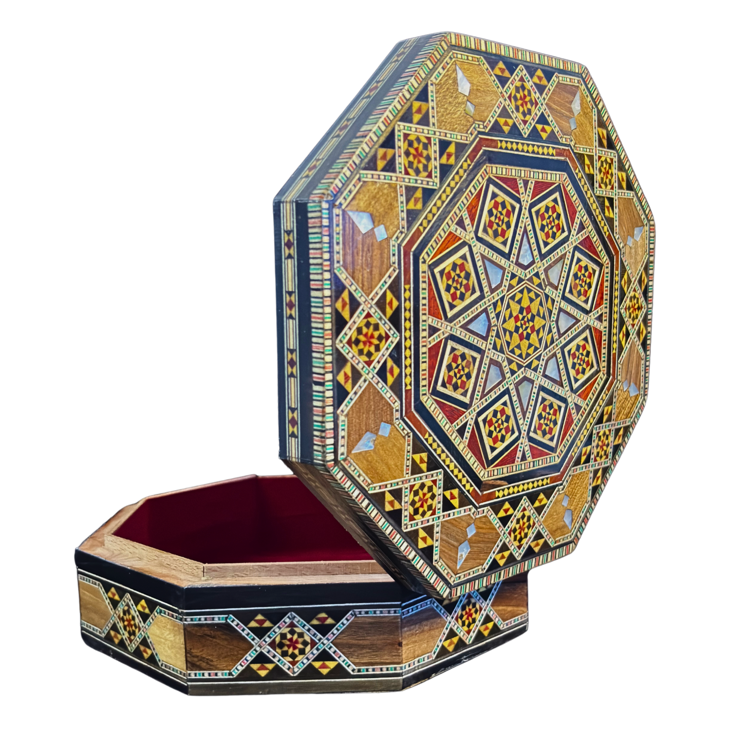 Boîte en Mosaïque Damascène Faite Main – Nacre & Velours