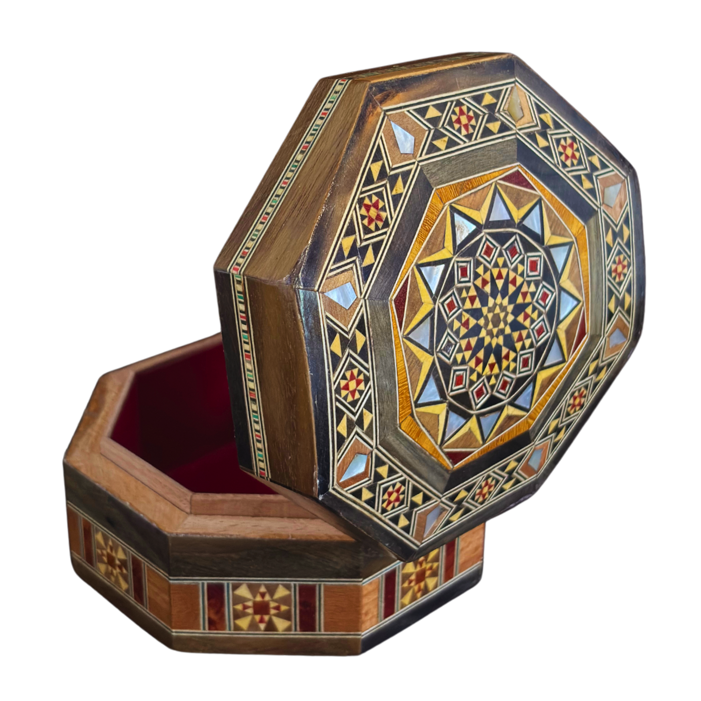 Boîte en Mosaïque Damascène Faite Main – Nacre & Velours