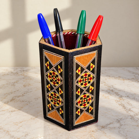 Scholar's Pen Holder on marble holding four pens