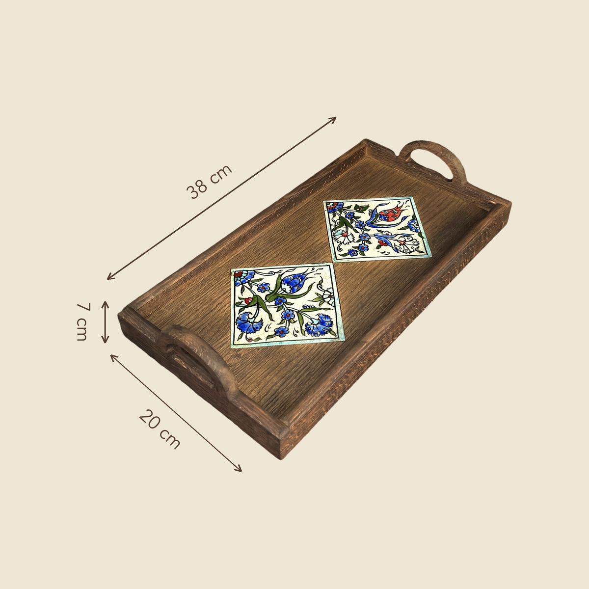Jasmine Qishani tray dimensions, 38 by 20 by 7 cm
