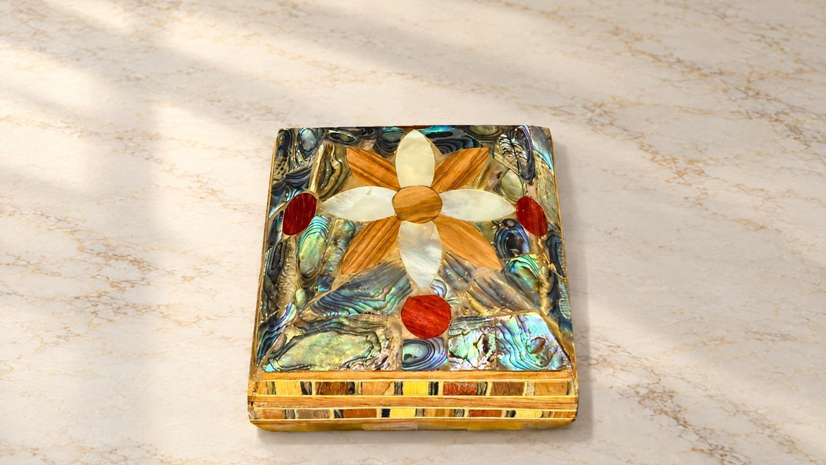 Treasure Mu'ashak box, closed, on marble