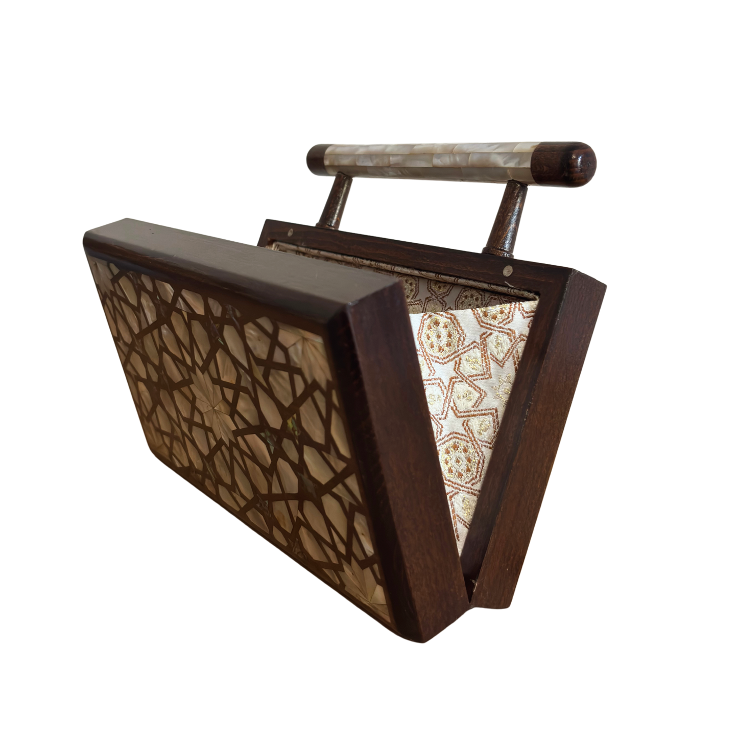 Falak – Clutch Damascena di Lusso con Madreperla e Interno in Broccato