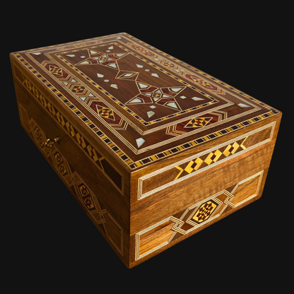 Damascene Mosaic Jewelry Box with Lock – Handcrafted Masterpiece