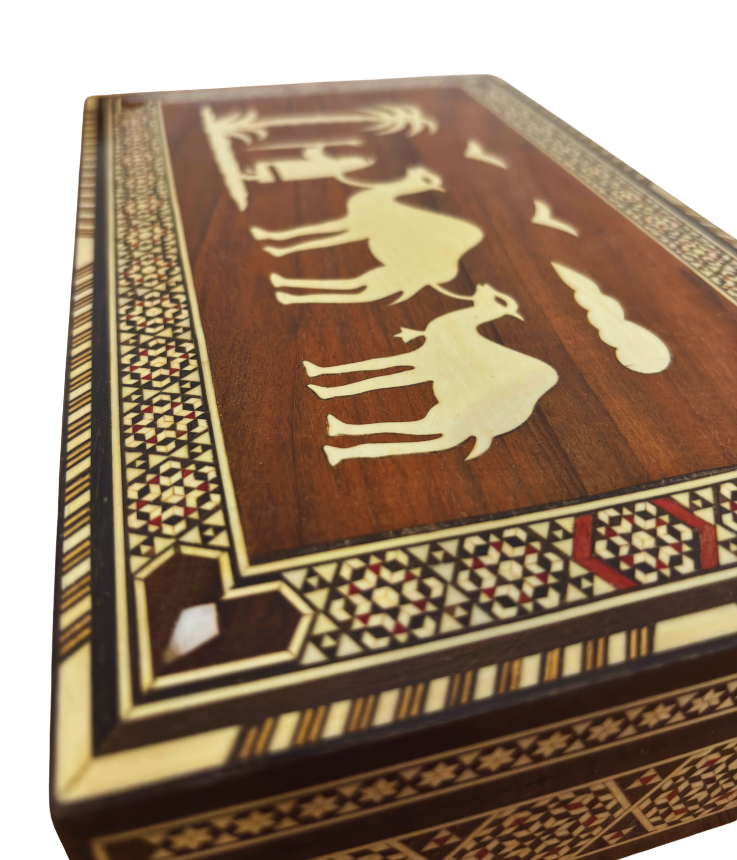 Vintage 1970 Camel Mosaic Box – Handcrafted Oriental Art