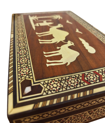 Vintage 1970 Camel Mosaic Box – Handcrafted Oriental Art