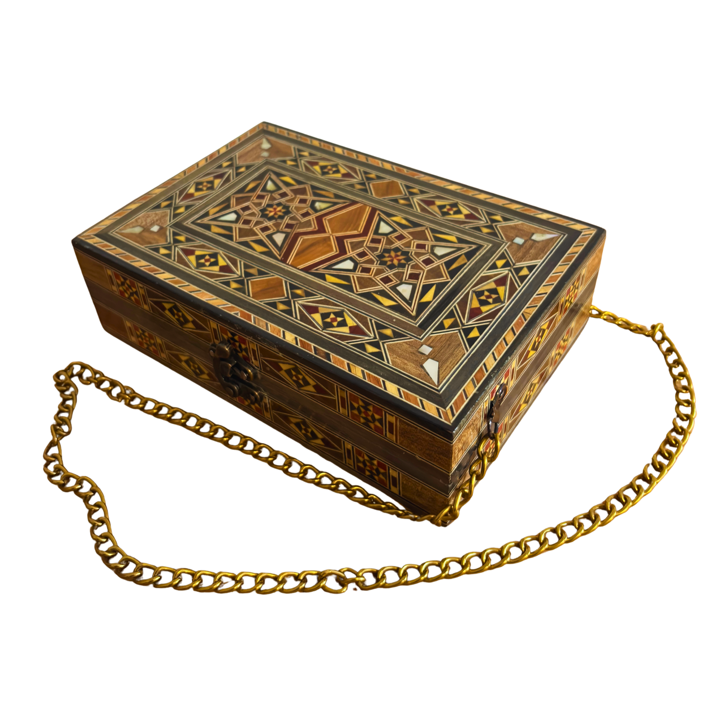 Luxury Damascene Mosaic Handbag – Handcrafted with Mother of Pearl & Velvet Elegance