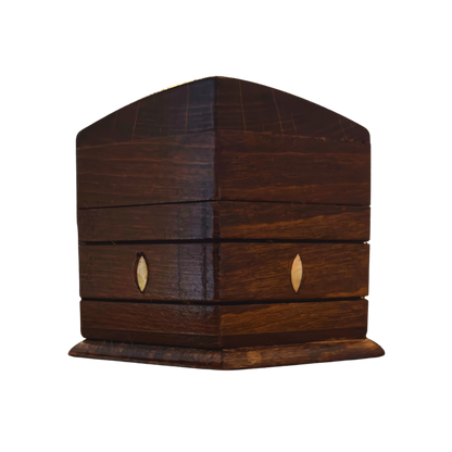 صندوق خشبي مطعّم بالصدف ومبطن بالمخمل من خشب الزان – تصميم شرقي خالد محفور يدويًا