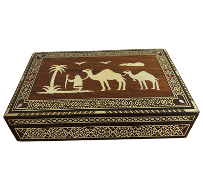 Vintage 1970 Camel Mosaic Box – Handcrafted Oriental Art