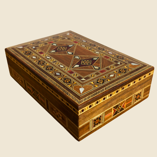 Limited Edition Damascene Mosaic Jewelry Box – Handcrafted with Mother of Pearl Inlay
