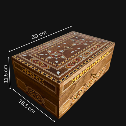 Damascene Mosaic Jewelry Box with Lock – Handcrafted Masterpiece