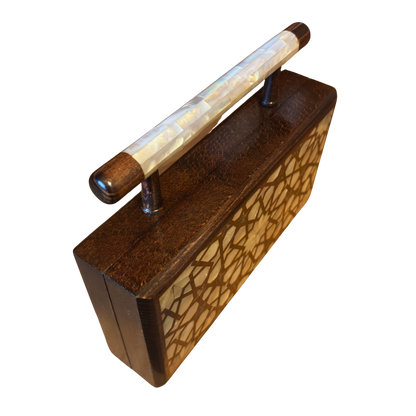 Falak – Clutch Damascena di Lusso con Madreperla e Interno in Broccato