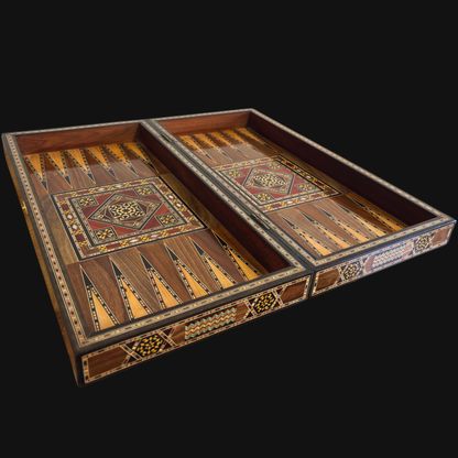Handcrafted Damascene Backgammon & Chess Table Set by Gaby Al Dayeh – Mother of Pearl Inlay