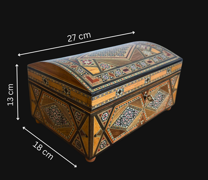 Boîte à Bijoux Damasquinée Vintage – Fait Main en 1970 avec Serrure et Clé