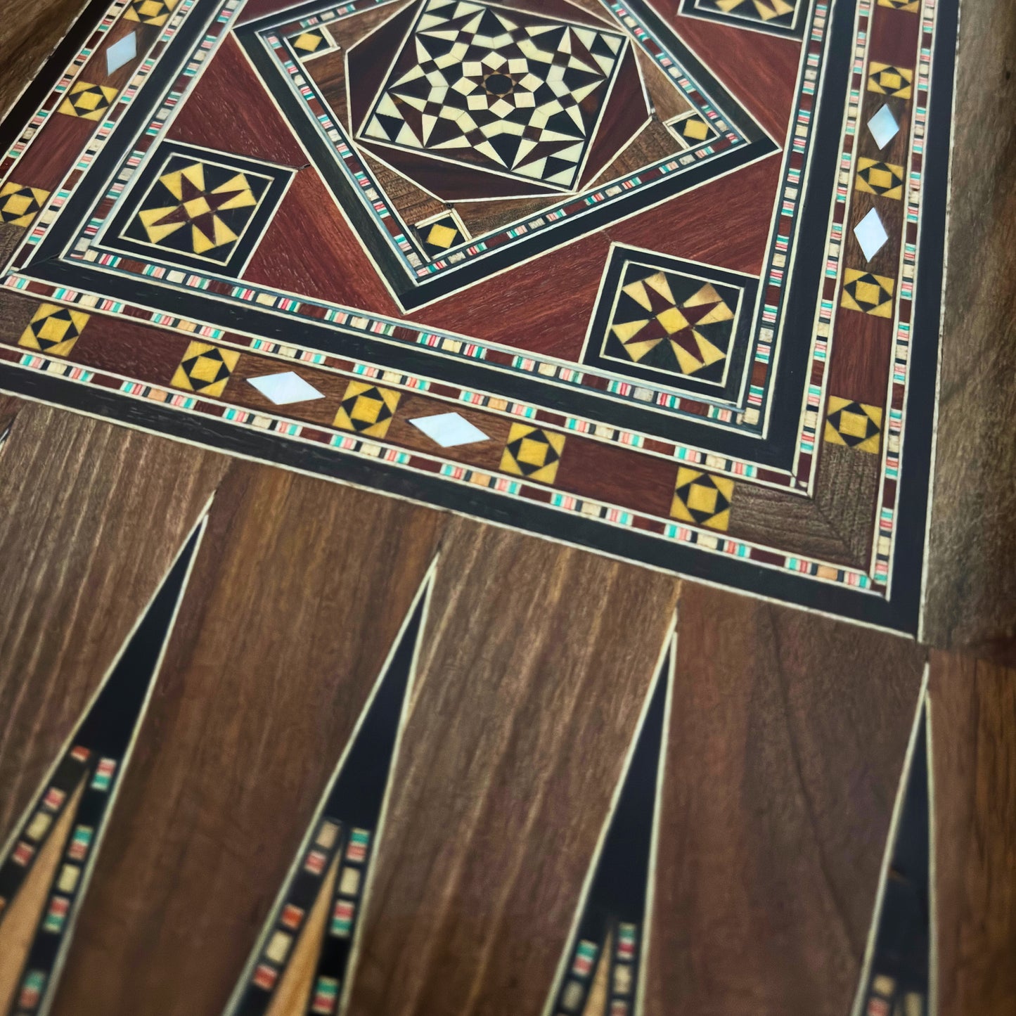 Handcrafted Damascene Backgammon & Chess Table Set by Gaby Al Dayeh – Mother of Pearl Inlay