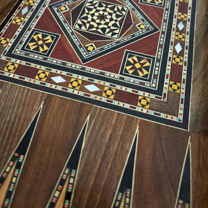 Handcrafted Damascene Backgammon & Chess Table Set by Gaby Al Dayeh – Mother of Pearl Inlay