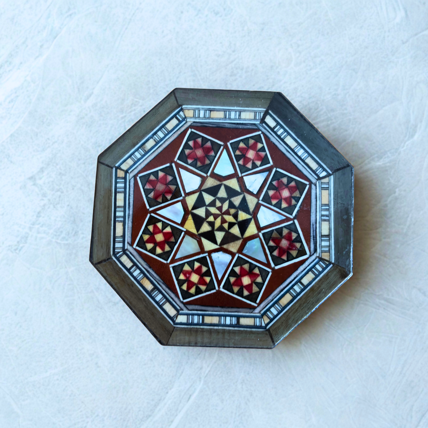 Damascene Mosaic Jewelry Box – Handcrafted with Mother of Pearl Inlay
