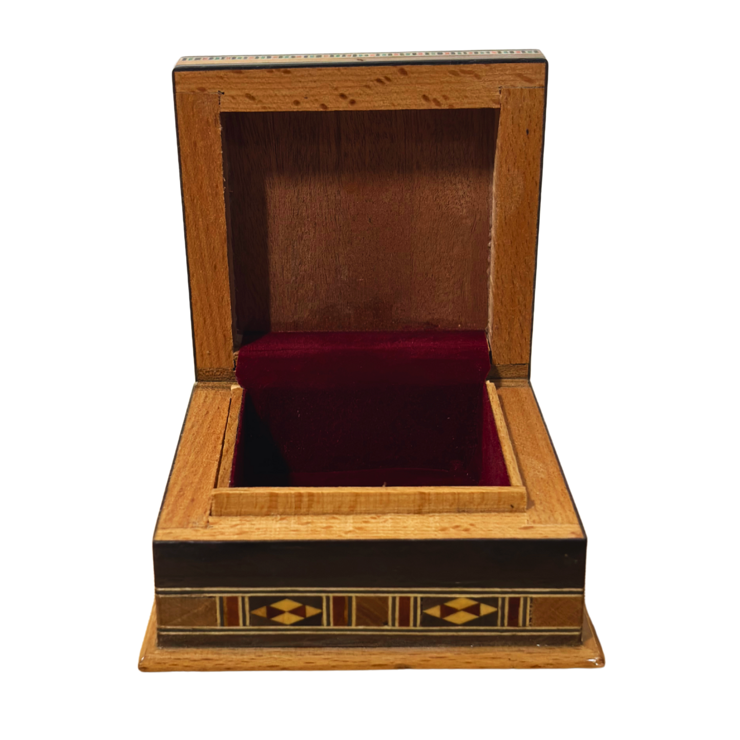 Ręcznie Wykonana Szkatułka Mozaikowa z Damaszku – Tradycja & Aksamit