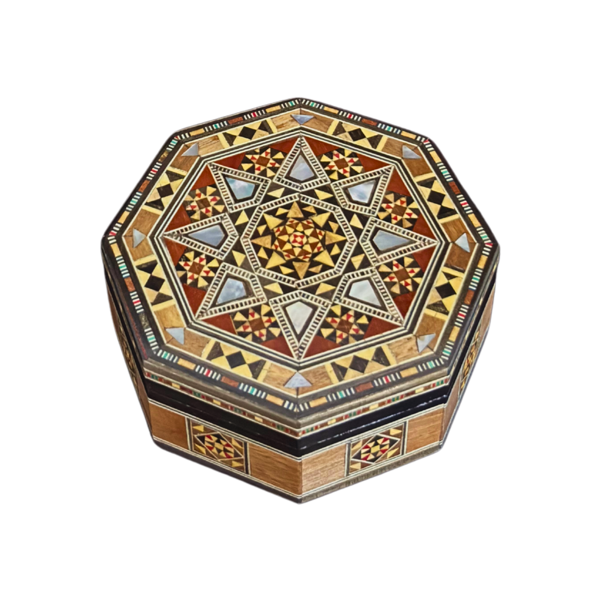 Boîte en Mosaïque Damascène Faite Main – Nacre & Velours