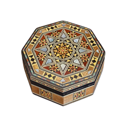 Boîte en Mosaïque Damascène Faite Main – Nacre & Velours