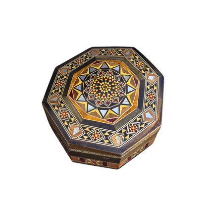 Handgefertigte Mosaik-Schatulle aus Damaskus – Perlmutt & Samt