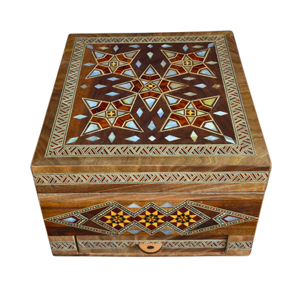 Coffret à Montres en Mosaïque Damascène pour 6 Montres – Nacre & Velours