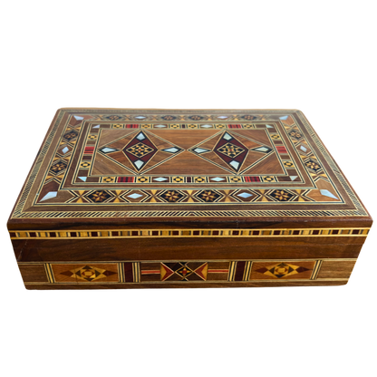 Limited Edition Damascene Mosaic Jewelry Box – Handcrafted with Mother of Pearl Inlay