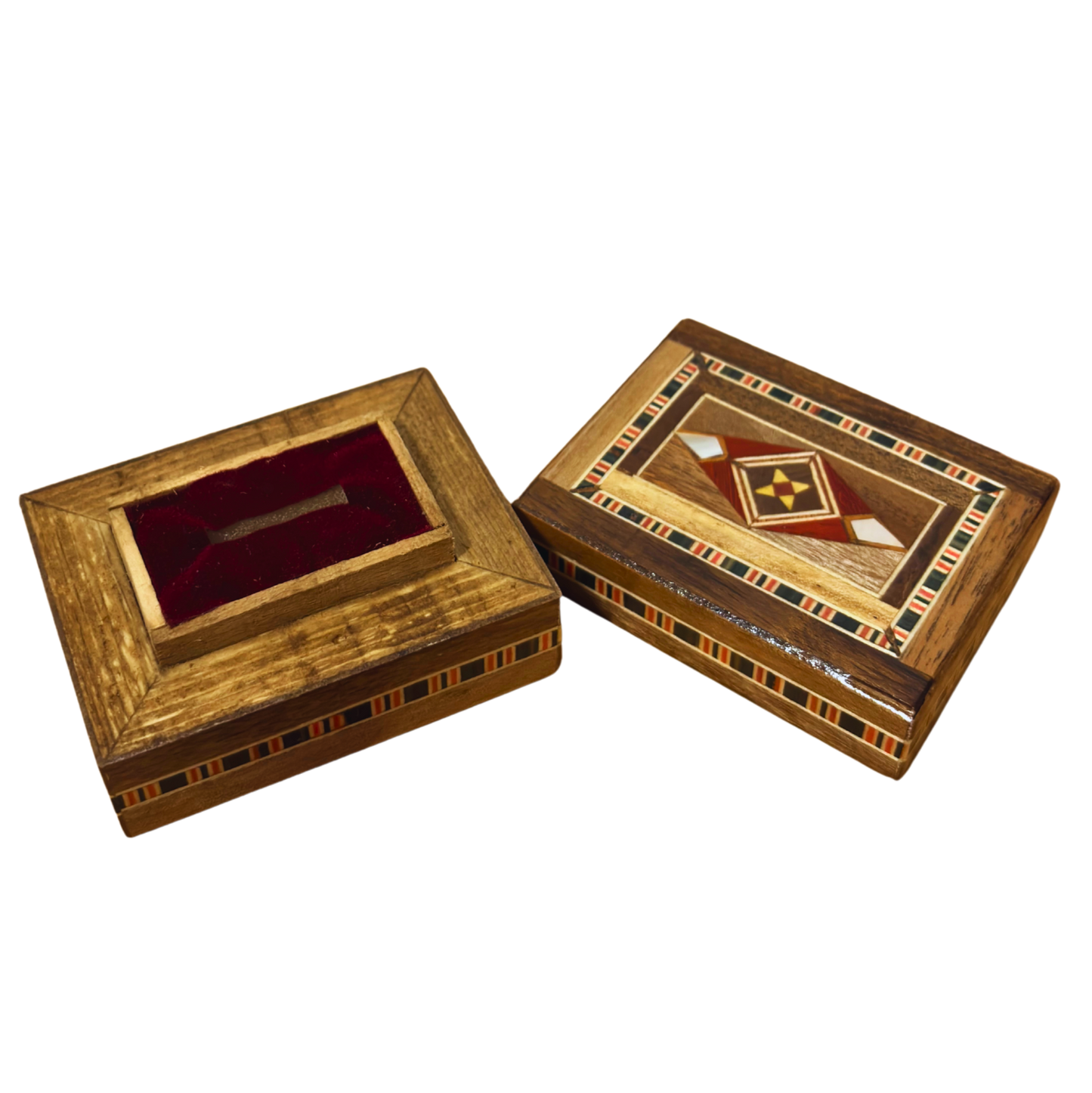 Handcrafted Mosaic Ring Box – Traditional Damascus Art & Velvet Interior