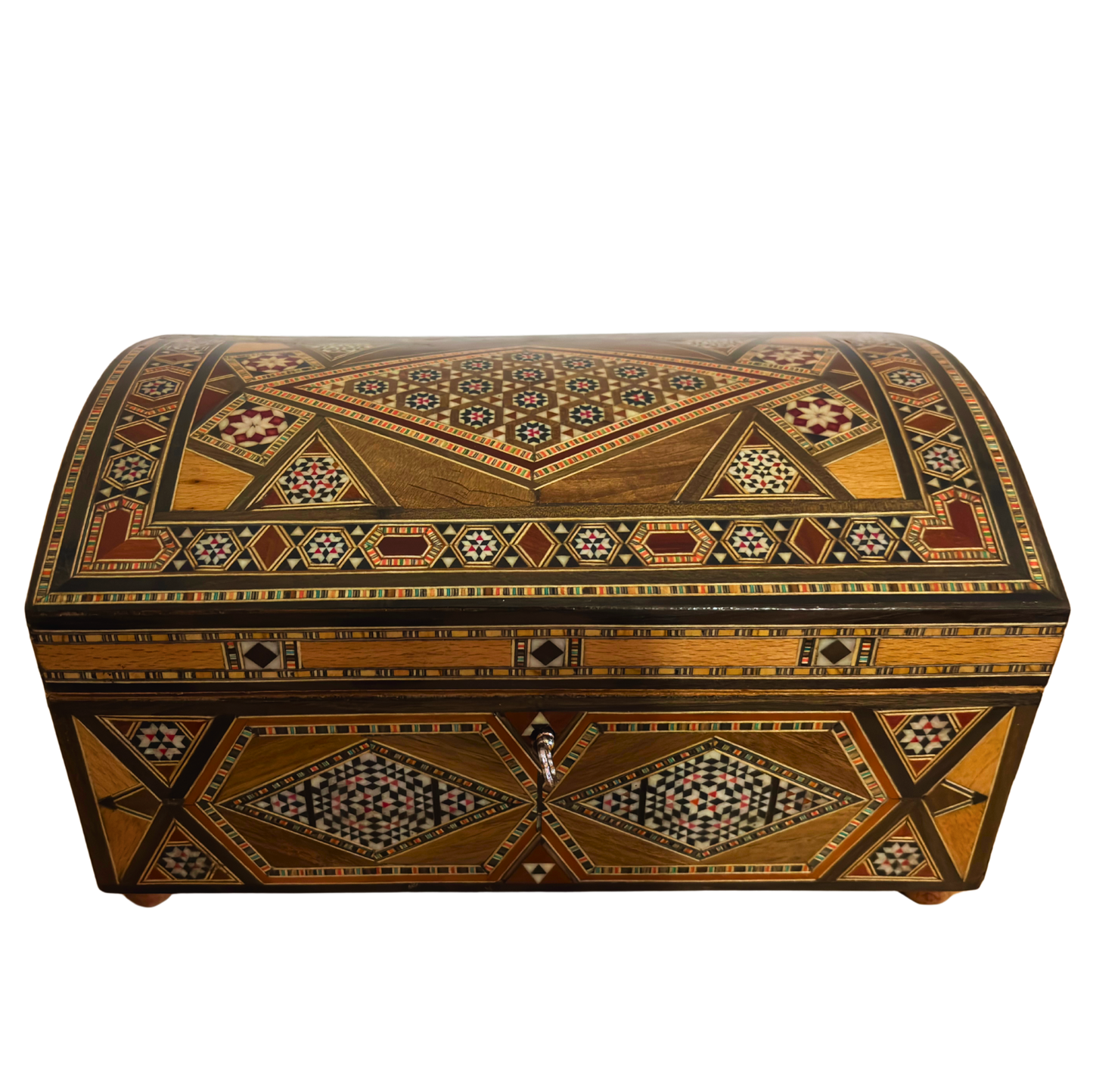 Boîte à Bijoux Damasquinée Vintage – Fait Main en 1970 avec Serrure et Clé