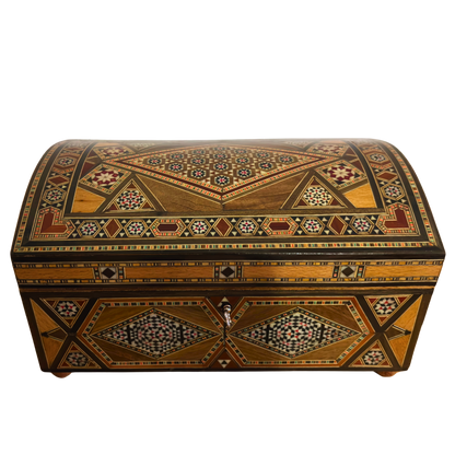 Boîte à Bijoux Damasquinée Vintage – Fait Main en 1970 avec Serrure et Clé