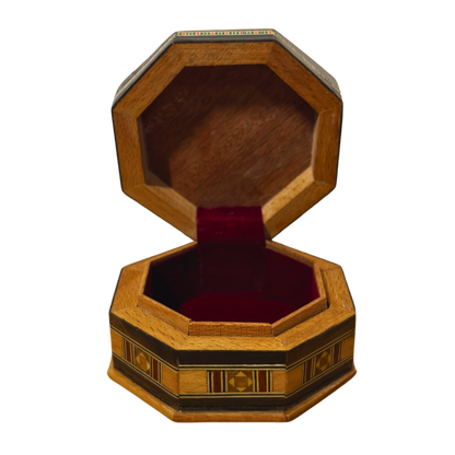 Handgefertigte Mosaik-Schatulle aus Damaskus – Holzkunst & Samt