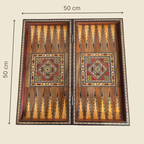Grandmaster's Chess & Backgammon Set open, dimensions 50 by 50 cm
