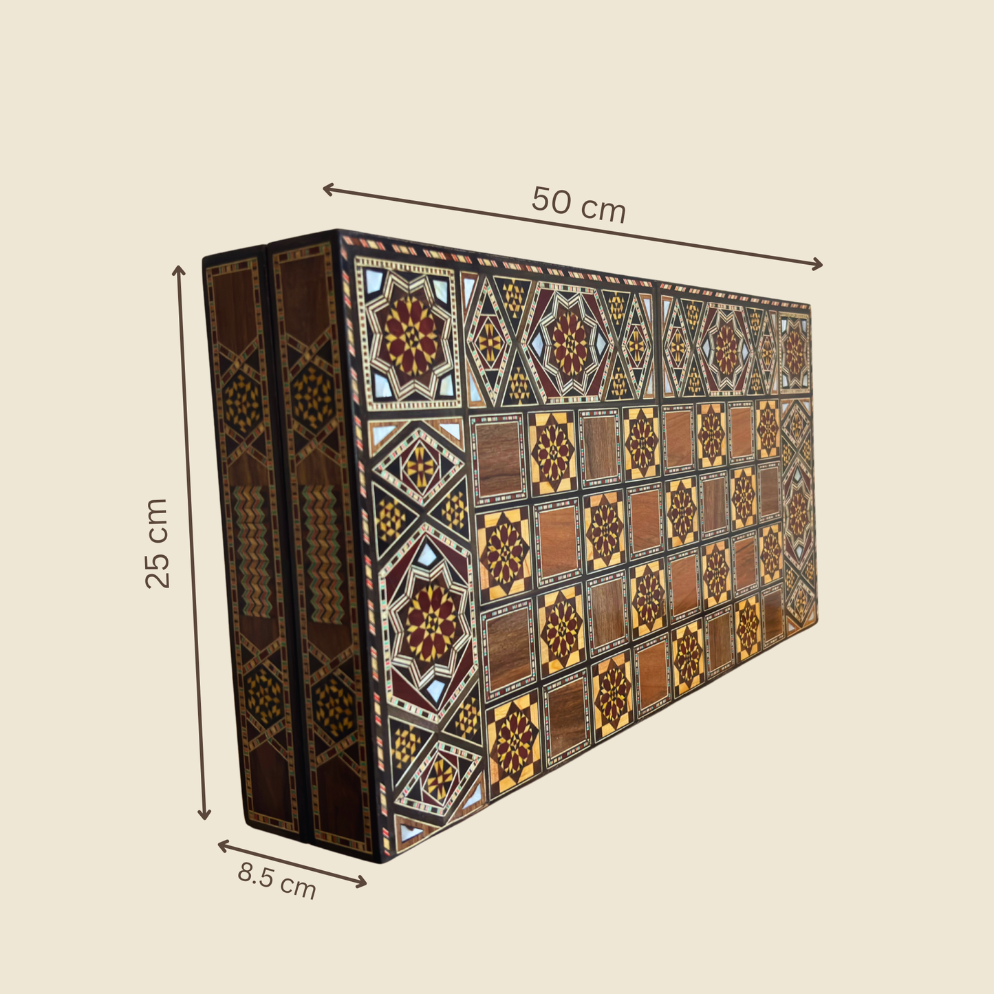 Handcrafted Damascene Backgammon & Chess Table Set by Gaby Al Dayeh – Mother of Pearl Inlay
