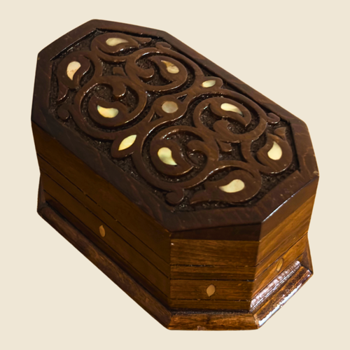 Artisan Carved Box, closed, front view