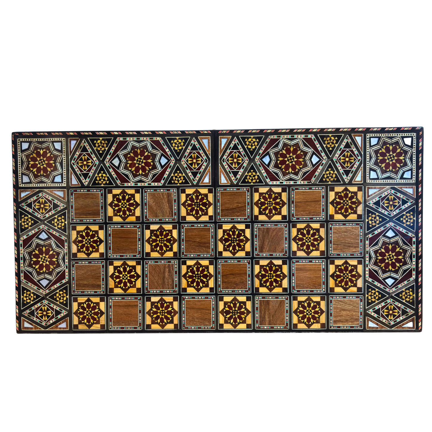 Handcrafted Damascene Backgammon & Chess Table Set by Gaby Al Dayeh – Mother of Pearl Inlay