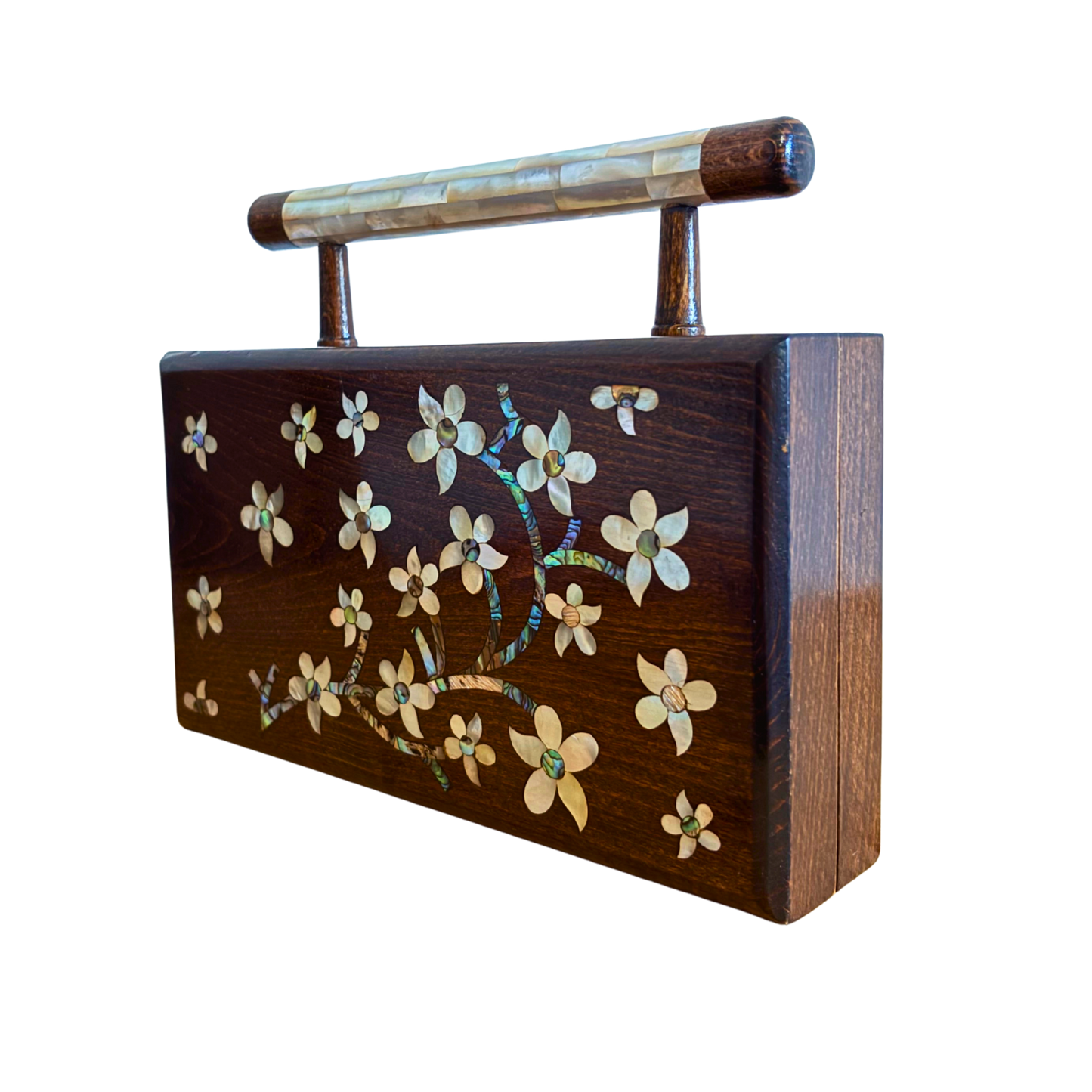 Yasmine – Luxury Damascene Clutch with Mother of Pearl Inlay & Brocade Interior