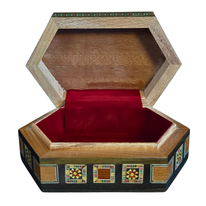 Boîte en Mosaïque Damascène Faite Main – Nacre & Velours