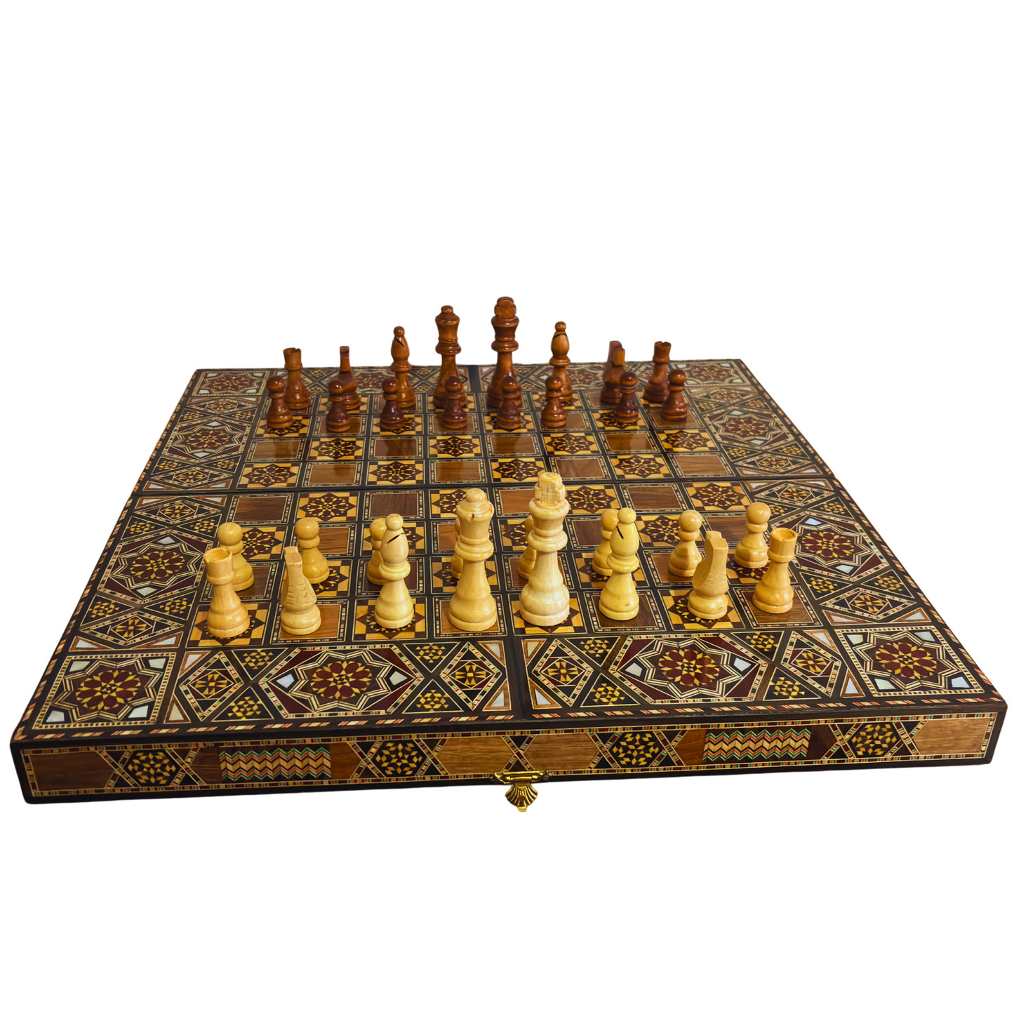 Handcrafted Damascene Backgammon & Chess Table Set by Gaby Al Dayeh – Mother of Pearl Inlay
