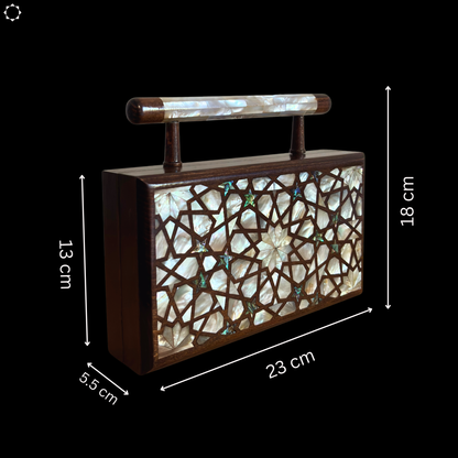 Falak – Clutch Damascena di Lusso con Madreperla e Interno in Broccato