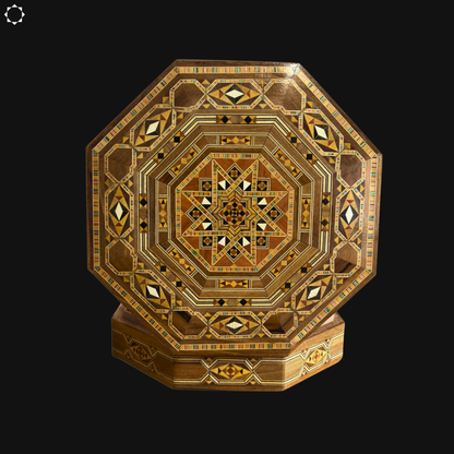 Damascene Mosaic Box – Handcrafted Wood with Wine-Red Velvet Interior