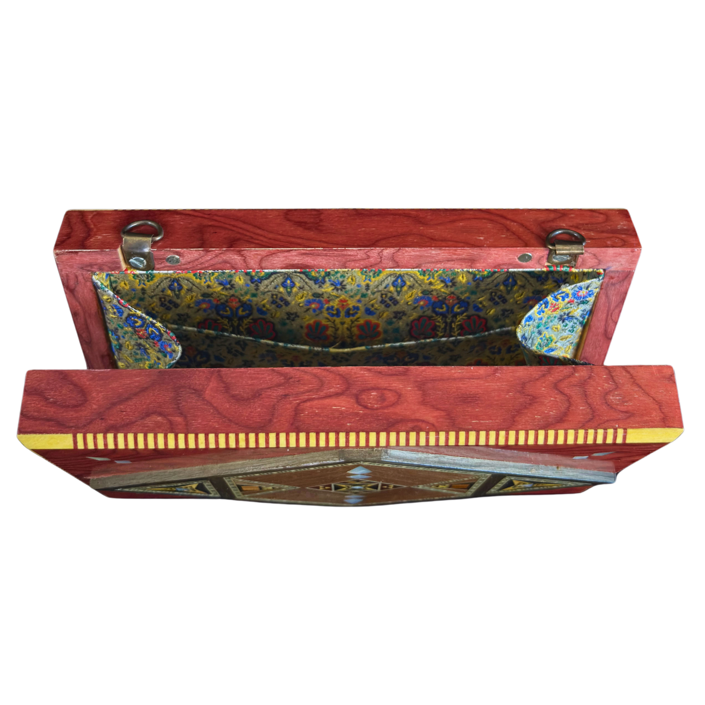 Pochette di Lusso in Mosaico Damasceno con Madreperla e Interno in Broccato