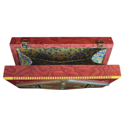 Pochette di Lusso in Mosaico Damasceno con Madreperla e Interno in Broccato