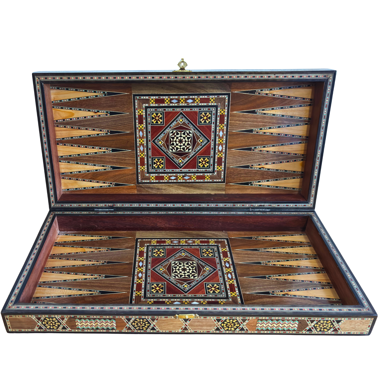 Handcrafted Damascene Backgammon & Chess Table Set by Gaby Al Dayeh – Mother of Pearl Inlay