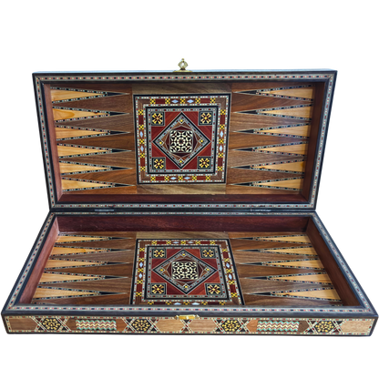 Handcrafted Damascene Backgammon & Chess Table Set by Gaby Al Dayeh – Mother of Pearl Inlay