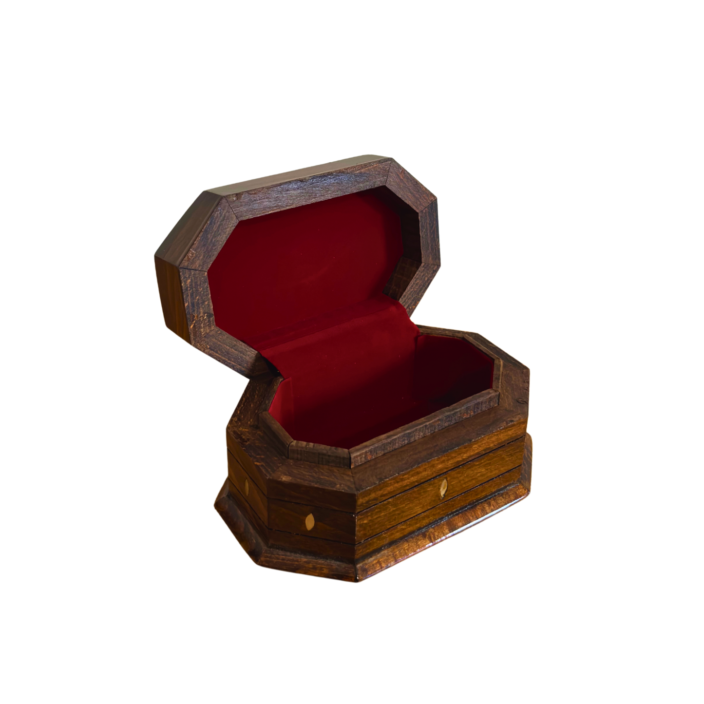 Hand-Carved Beechwood Box with Mother of Pearl Inlay – Walnut Finish Elegance