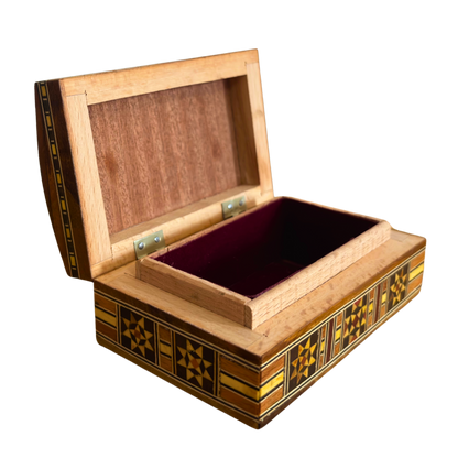 Handcrafted Damascene Jewelry Box – Luxury Wood Design with Mother of Pearl Inlay