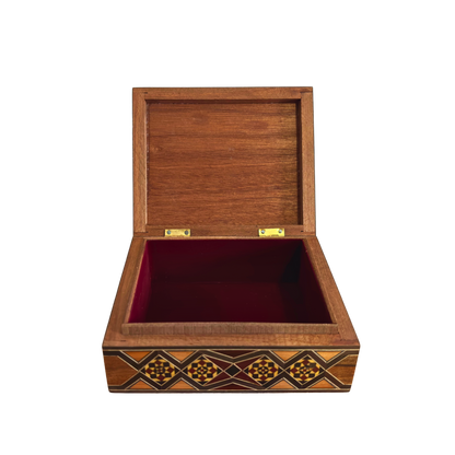 Refined Damascene Mosaic Box by Master Gaby Al Dayeh – Mother of Pearl & Velvet Interior