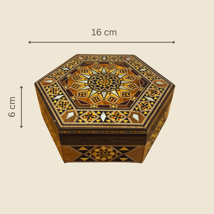 Boîte en Mosaïque Damasquine Artisanale – Nacre & Élégance Veloutée