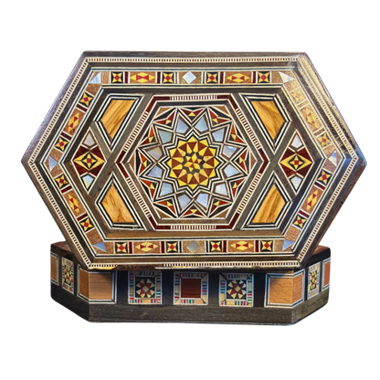 Boîte en Mosaïque Damascène Faite Main – Nacre & Velours